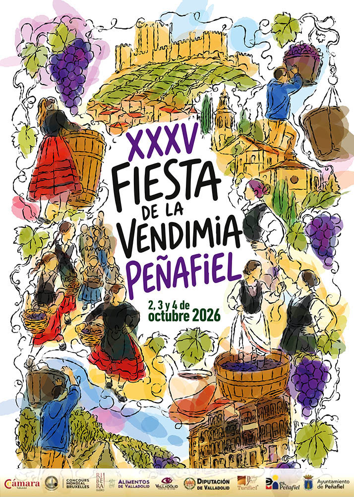 Cartel de la Fiesta de la Vendimia de Peñafiel 2026 por José Luis Pulido Calvo